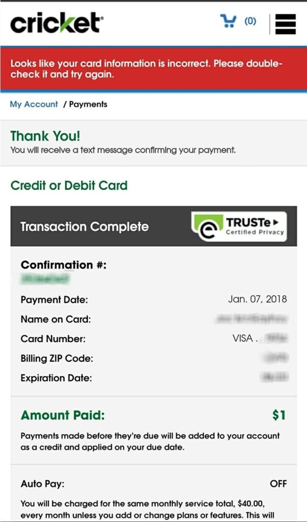 How to Get a Cricket Bill Payment Receipt