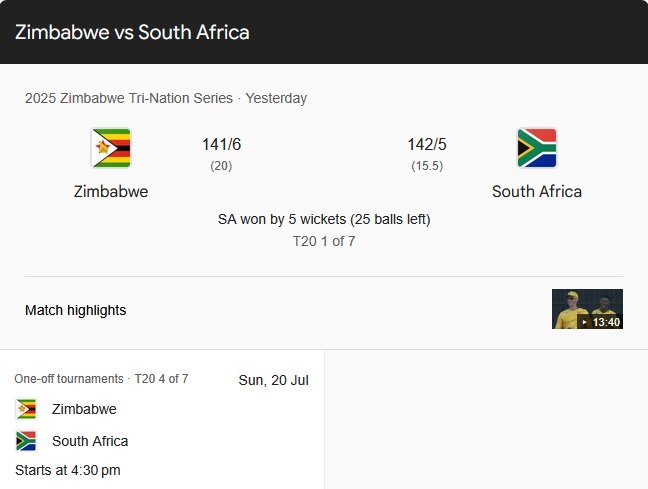 Zimbabwe vs South Africa